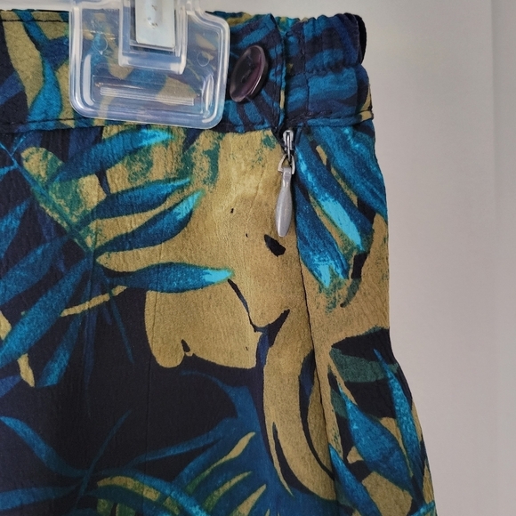 Vintage High Waist Maxi Skirt Floral Tropical Blue Green - Picture 3 of 8